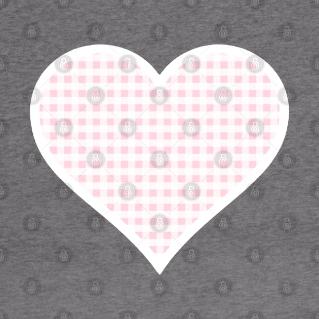 Millennial Pink and White Gingham Heart by bumblefuzzies